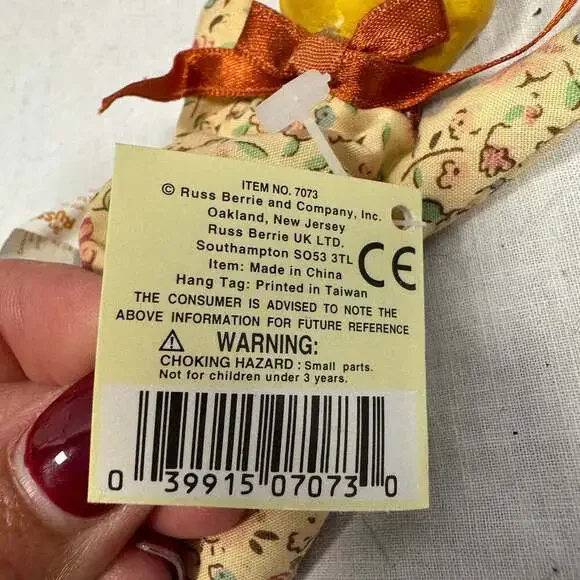 Russ Teeny Beenies Teenie Duck Clay Head Plush Stuffed Floral Material Body 5" - Picture 4 of 5